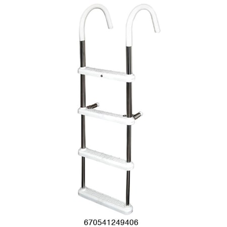Powerplay 4 Step Gunwale 11 in. Hook Boat Ladder - Stainless Steel PO2594341